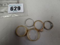 Five rings to include one 9ct gold, two 18ct gold, one platinum & the other white gold (hallmarked