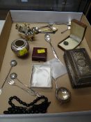 A parcel of continental items, mainly silver, rosary beads etc