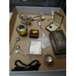 A parcel of continental items, mainly silver, rosary beads etc