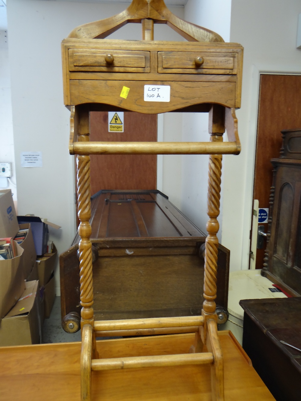 A modern oak gentleman's clothes tidy