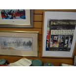 A framed watercolour by CHRISTINE EYNON & a framed print of a toy museum