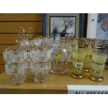 Small parcel of gilded & etched fancy glassware