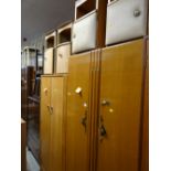 A parcel of retro / vintage lightwood bedroom furniture