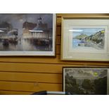 Framed watercolour of Mumbles Bay & two framed prints