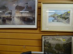 Framed watercolour of Mumbles Bay & two framed prints