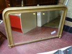 Wooden framed overmantel mirror