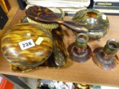 Parcel of tortoiseshell style dressing table ware