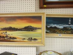 Two gilt framed oils on board by JILL MICKLE (of Anglesey) - rocky seascapes