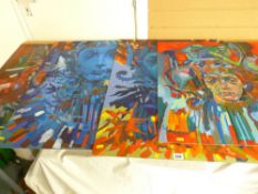 JOHN CHERRINGTON four large colourful oils on board - female figures