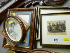 Quantity of framed vintage Welsh Lady prints along with a selection of portrait frames etc