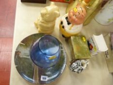 Two Royal Doulton Canadian scene plates, two pottery moneybox pigs, a Paddington Bear moneybox and a