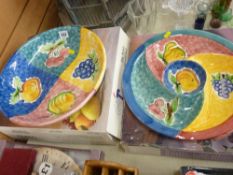 Two boxed Spanish hand painted fruit bowls
