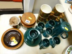 Small parcel of Hornsea 'Bronte' breakfast ware and a fourteen piece green pottery coffee set