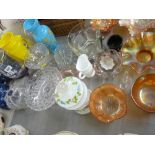Selection of carnival and vintage glassware