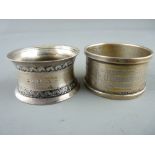 Two non-matching silver napkin rings, 1.2 troy ozs, Birmingham 1858 and 1898