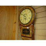 Marquetry encased American pendulum wall clock marked 'J J Jones, USA' (for restoration)