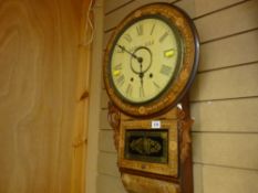 Marquetry encased American pendulum wall clock marked 'J J Jones, USA' (for restoration)