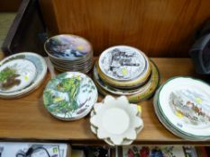 Large parcel of decorative wall plates, various subjects and six Spode hunting plates