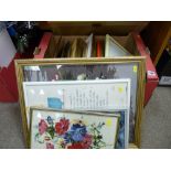 Large parcel of frames and prints and framed tapestries