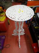 Cast metal white painted occasional table/planter stand