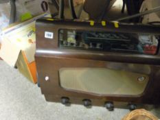 Bakelite encased Murphy mains radio and a box with small quantity of LP records