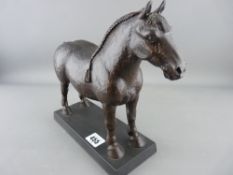 Composition model of a standing dray or similar stallion on a slate/slate effect base