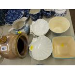 Vintage style salt pot, a quantity of shell shaped serving dishes etc