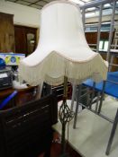 Brass effect standard lamp and shade E/T