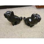 Pair of black pottery Staffs comforter dogs
