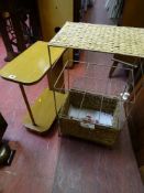 Small occasional table and metal and wicker basket unit