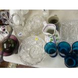 Mixed selection of vintage glassware, lustre decorated Victorian jug etc