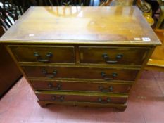 Yew wood two over three drawer chest