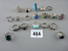 Good collection of mostly silver dress rings, some set with semi-precious stones