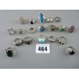 Good collection of mostly silver dress rings, some set with semi-precious stones