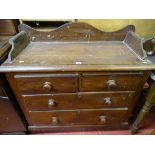Pine two over two drawer washstand back chest