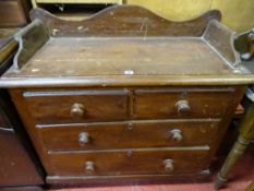 Pine two over two drawer washstand back chest