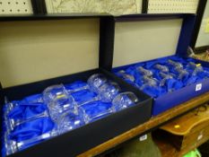 Case of six Royal Country crystal hock glasses and a set of eight (2 x four) sherry/port glasses