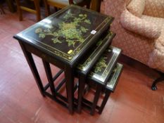 20th Century quartetto (four) Oriental lacquerwork and gilt decorated occasional tables
