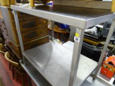 Two tier stainless steel catering table, 93 x 62 cms