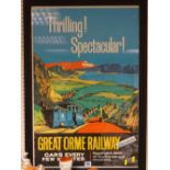Well coloured print of the Great Orme Railway, published by Tattersall Advertising Ltd in a frame