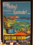 Well coloured print of the Great Orme Railway, published by Tattersall Advertising Ltd in a frame