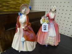 Two Royal Doulton china figurine 'Janet' HN1537 and 'Paisley Shawl' HN1988