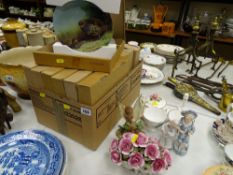 Parcel of ten Bradford Exchange boxed bird plates and a small parcel of china floral bouquet ware,