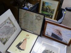 Parcel of framed prints and small maps