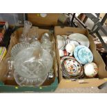 Box of glassware and a box of mixed pottery