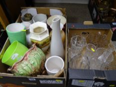 Boxed parcel of large vases and planters etc and a small box of glassware