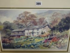 JUDY BOYES coloured limited edition (472/850) print - cottages 'Daffodil Time' etc