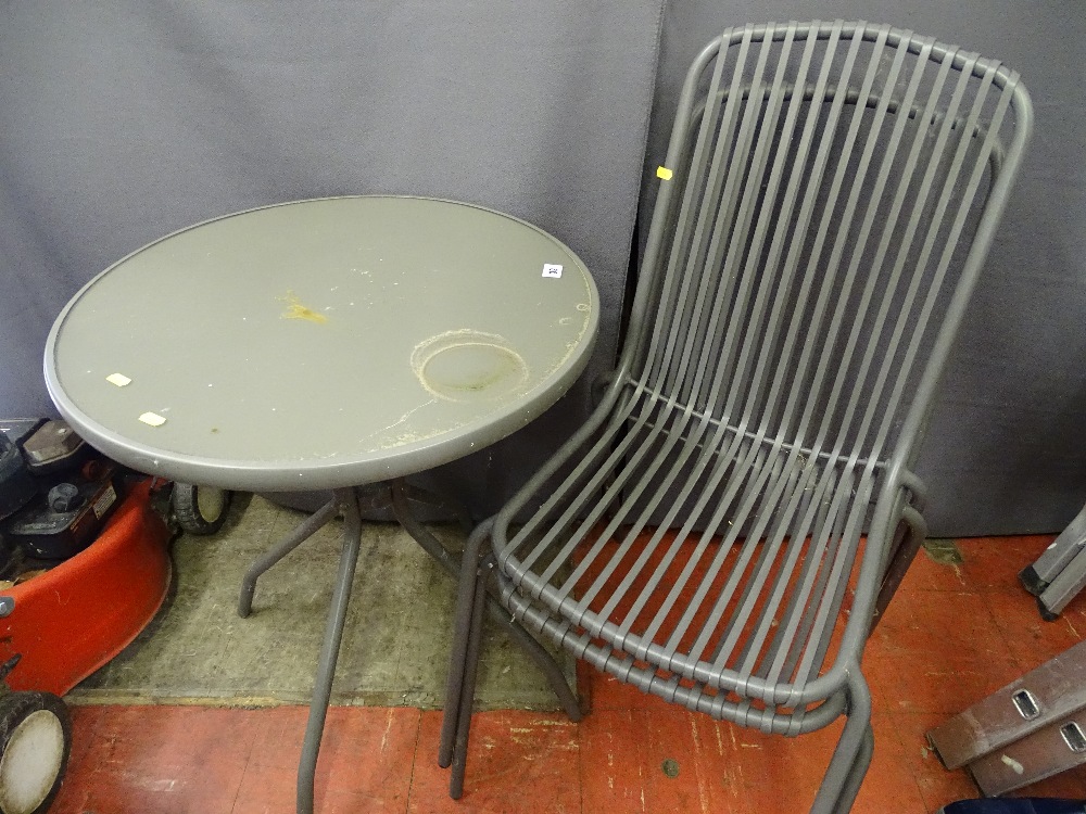Small metal garden table and two chairs