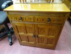 Modern hall table having two drawers over a two cupboard base