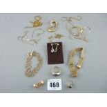 Nine and eighteen carat gold jewellery - a quantity of bracelets, chains and earrings and an